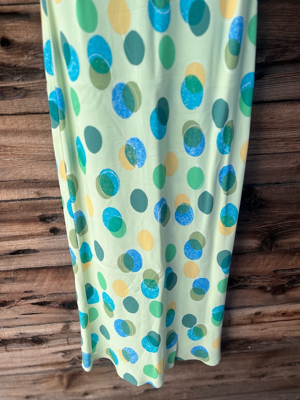 VINTAGE | Jessica Ash 90s Y2K Light Green & Teal Polka Dot Dress S - Picture 3 of 5